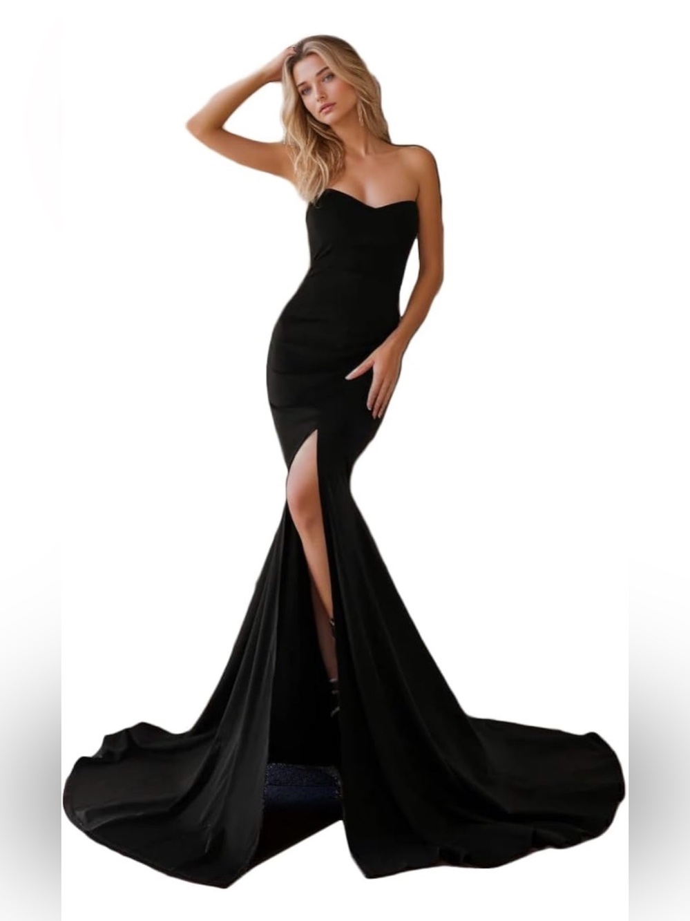 Elegant Black Strapless Mermaid Gown